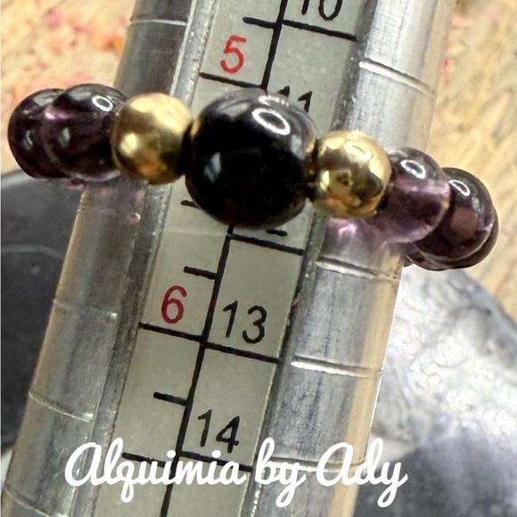 Amethyst and obsidian ring - Picture 2 of 2